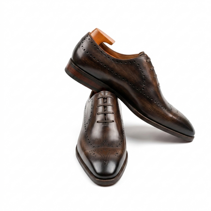 | Elegant Cognac Brogue Oxford Dress Shoes