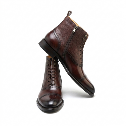 | Handmade Brown Leather Derby Brogues