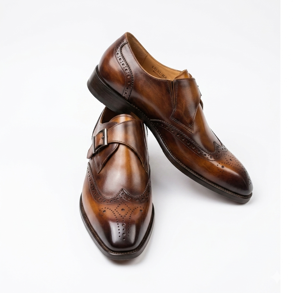 Cowhide Genuine Leather Monkstaps For Men
