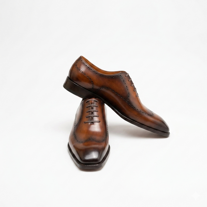 | The Maverick Tan Wingtip Oxford Brogues