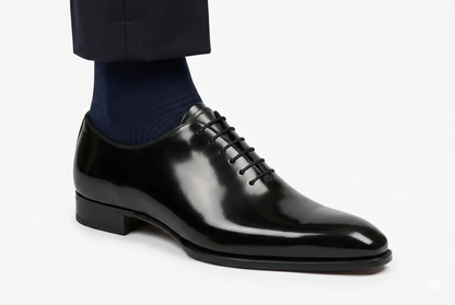 Men's Handmade Black Leather Wholecut Oxford Dress Shoes | PelleVista