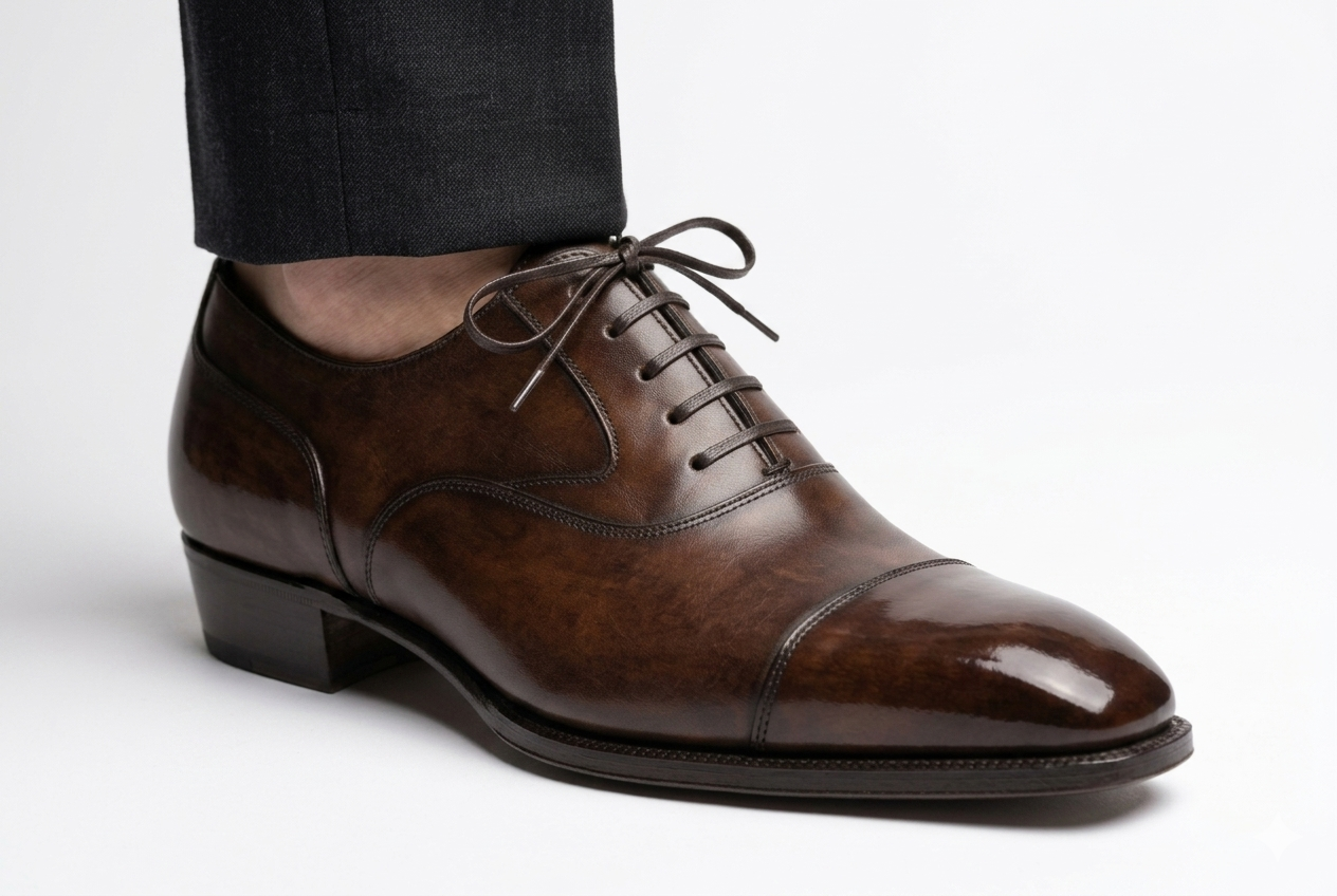 Men's Dark Brown Leather Oxford Shoes — Handmade | PelleVista