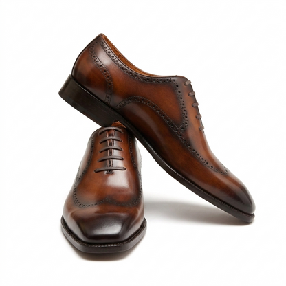 Classic Burnished Brown Brogue Oxfords