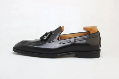 | Handcrafted Mahogany Calfskin Tassel Loafers