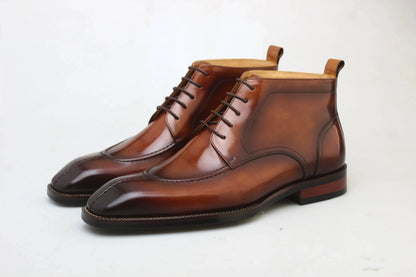Cowhide Toe Derby Shoes For Men