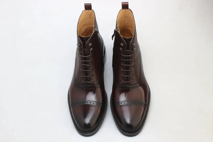 | Handmade Brown Leather Derby Brogues