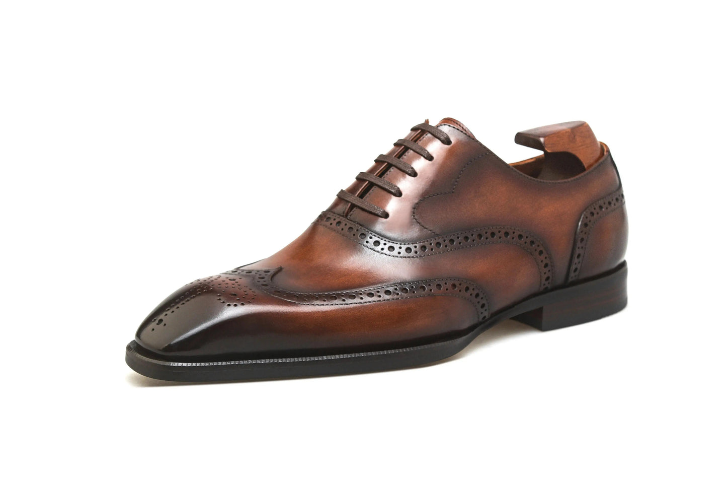 | Handmade Burgundy Leather Wingtip Brogue Oxford Dress Shoes
