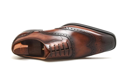 | Handmade Burgundy Leather Wingtip Brogue Oxford Dress Shoes