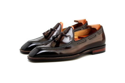 | Handcrafted Mahogany Calfskin Tassel Loafers