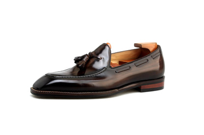 | Handcrafted Mahogany Calfskin Tassel Loafers