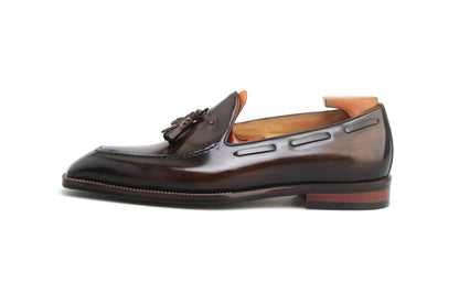 | Handcrafted Mahogany Calfskin Tassel Loafers