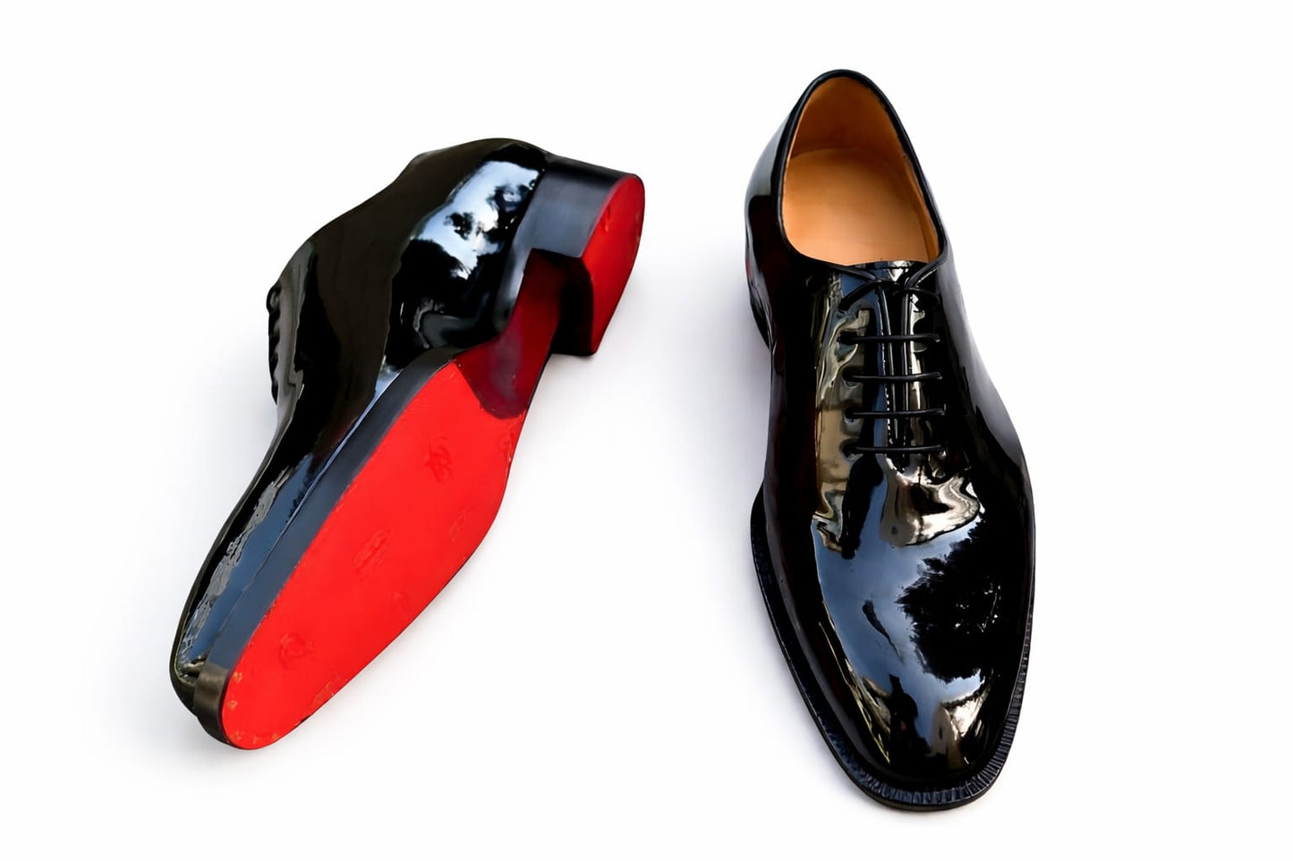 Black Patent Leather Oxford Shoes - Men's Luxury Formal Dress Shoes with Signature Red Sole