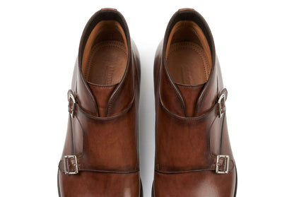 The Heston Double Monk Strap Boot - Brown