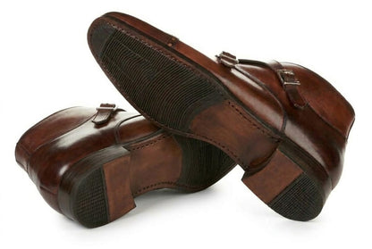 The Heston Double Monk Strap Boot - Brown