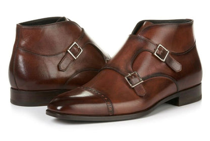 The Heston Double Monk Strap Boot - Brown