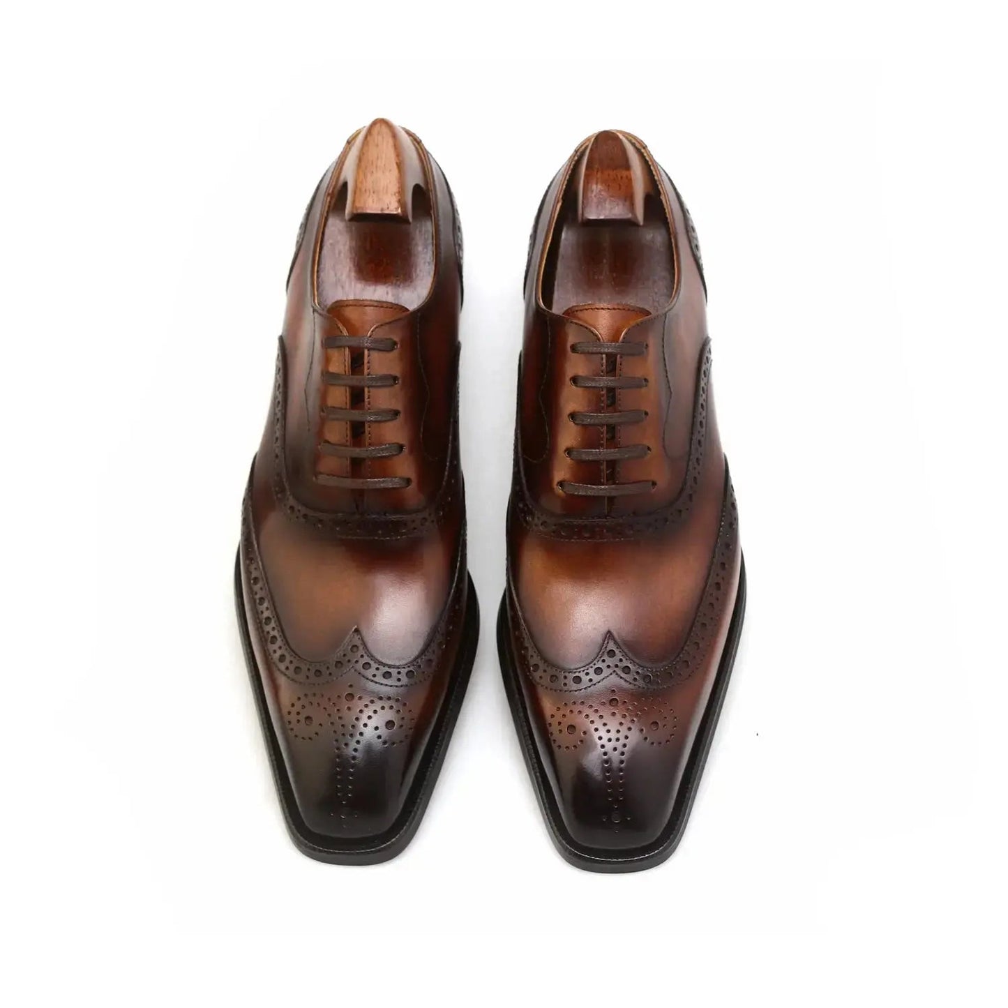 | Handmade Burgundy Leather Wingtip Brogue Oxford Dress Shoes